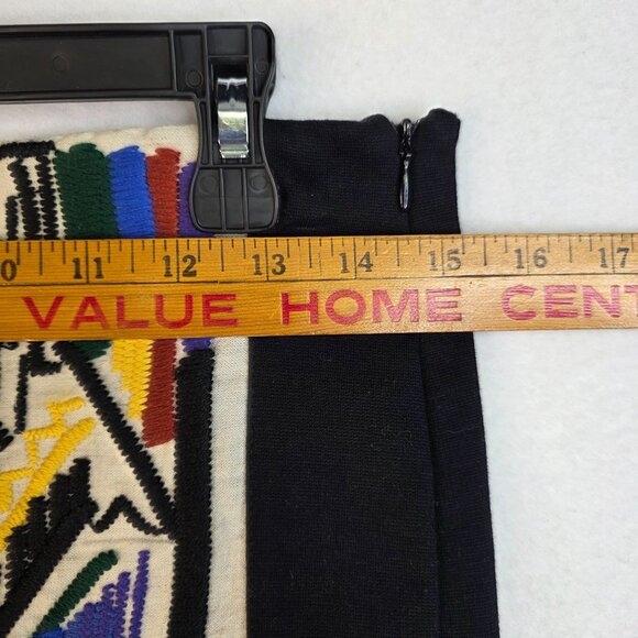 Zara Medium Multicolor Art Deco Aztec Boho Embroidered Skirt Festival New - Picture 9 of 10